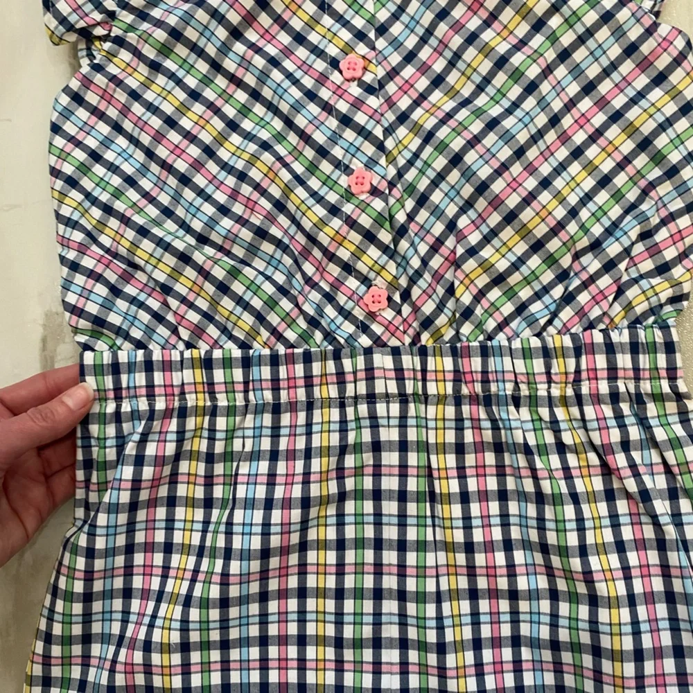 NWT TBBC Marion Rose Colorful Navy Plaid Sleeveless Jumpsuit Romper girls 7